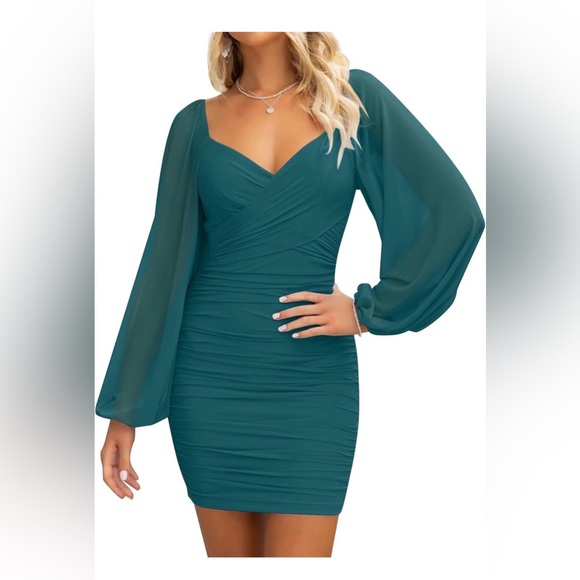 None Dresses & Skirts - 🆕Puff Long Sleeve Cocktail Wedding Party Short Dress